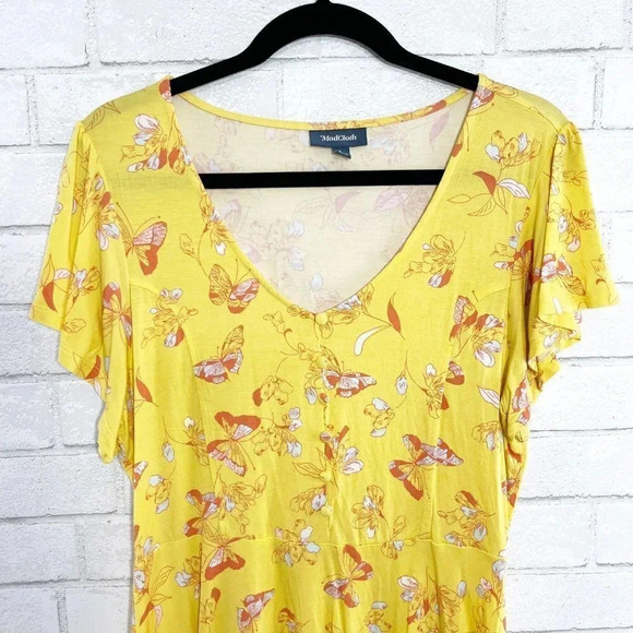 Modcloth Yellow Ruffle Butterfly Tee Women's Size Large - Picture 3 of 10